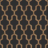 DUTCH WALLCOVERINGS Behang Geometric zwart en goudkleurig