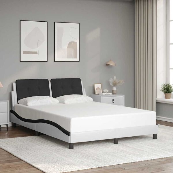vidaXL Bedframe zonder matras "Zadar" kunstleer zwart en wit 120x200 cm