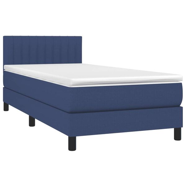vidaXL Boxspring met matras stof blauw 100x200 cm