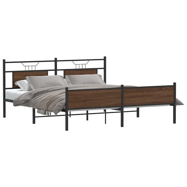vidaXL Bedframe zonder matras metaal bruin eikenkleurig 160x200 cm