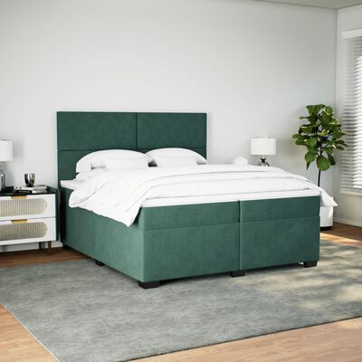 vidaXL Boxspring met matras fluweel donkergroen 200x200 cm