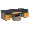 vidaXL 8-delige Loungeset met kussens poly rattan grijs