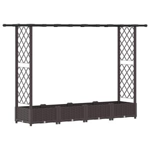 vidaXL Verhoogd Bed met Trellis en Dak Bruin 203 x 40 x 121 cm PP