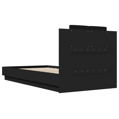 vidaXL Bedframe met hoofdbord en LED-verlichting zwart 75x190 cm