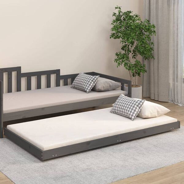 vidaXL Bedframe massief grenenhout grijs 80x200 cm