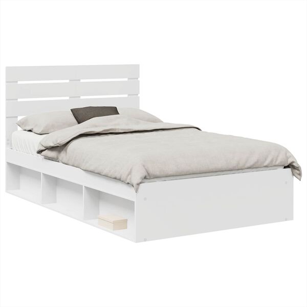 vidaXL Bedframe met hoofdeinde Wit 120 x 200 cm Massief grenenhout