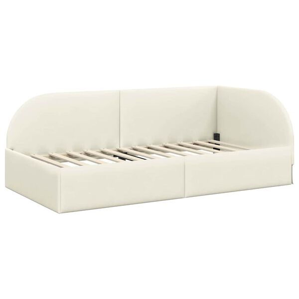 vidaXL Hoekbedframe Cr&egrave;me 100 cm x 200 cm Polyester en multiplex