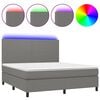 vidaXL Boxspring met matras en LED stof donkergrijs 160x200 cm
