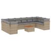 vidaXL 11-delige Tuinset met kussens poly rattan beige