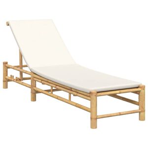 vidaXL Ligstoel met kussens 55x199x30 cm bamboe