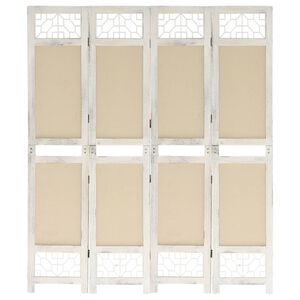 vidaXL Kamerscherm met 4 panelen 140x165 cm stof cr&egrave;mekleurig