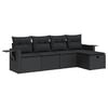 vidaXL 5-delige Loungeset met kussens poly rattan zwart