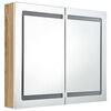 vidaXL Badkamerkast met spiegel en LED 80x12x68 cm wit en eikenkleurig