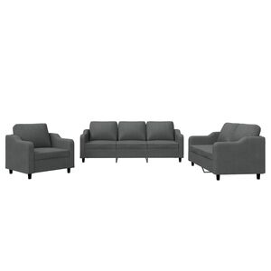 vidaXL 3-delige Loungeset met kussens stof donkergrijs