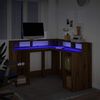 vidaXL Bureau met LED-verlichting 130x130x91 cm hout artisanaal eiken