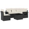 vidaXL 6-delige Loungeset met kussens poly rattan zwart