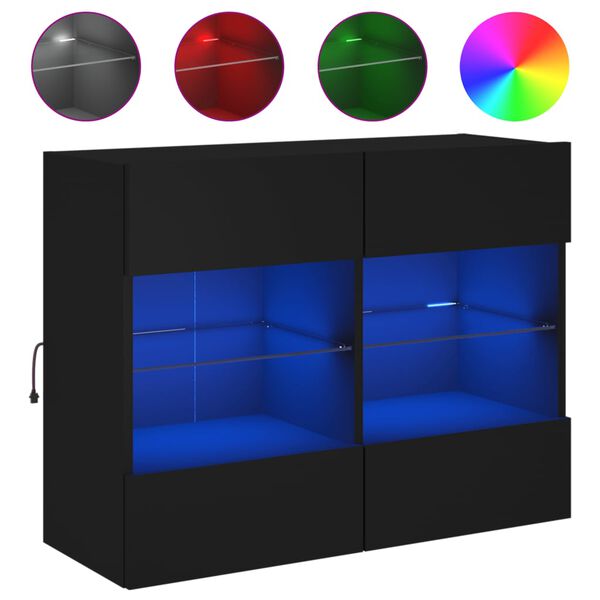 vidaXL Tv-wandmeubel met LED-verlichting 78,5x30x60,5 cm zwart