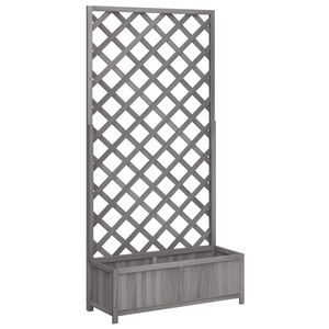 vidaXL Plantenbak met latwerk 90x35x180 cm massief vurenhout grijs
