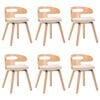 vidaXL Eetkamerstoelen 6 st gebogen hout en kunstleer cr&egrave;me