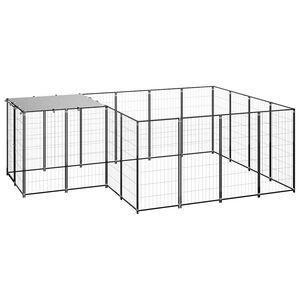 vidaXL Hondenkennel 6,05 m&sup2; staal zwart