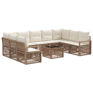 vidaXL Tuinbankenset 10 pcs Beige poly rattan