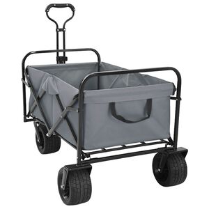 vidaXL Vouwbare winkelwagentje met remmen Grijs 89 x 63 x 96 cm