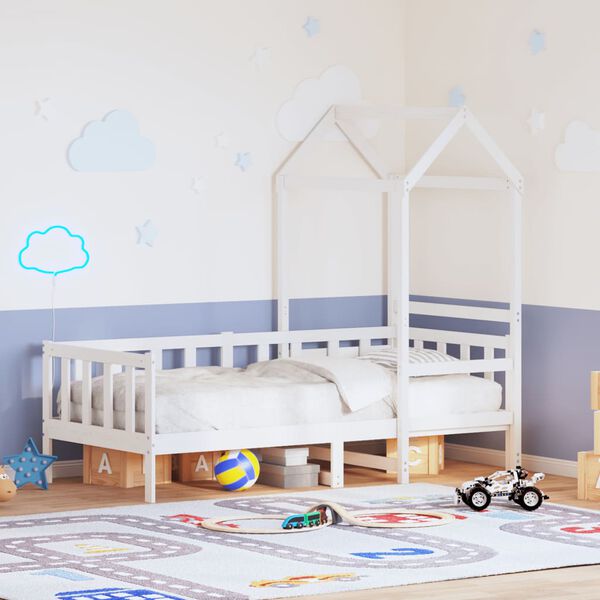 vidaXL Slaapbank met huisje 90x200 cm massief grenenhout wit