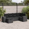 vidaXL 6-delige Loungeset met kussens poly rattan zwart
