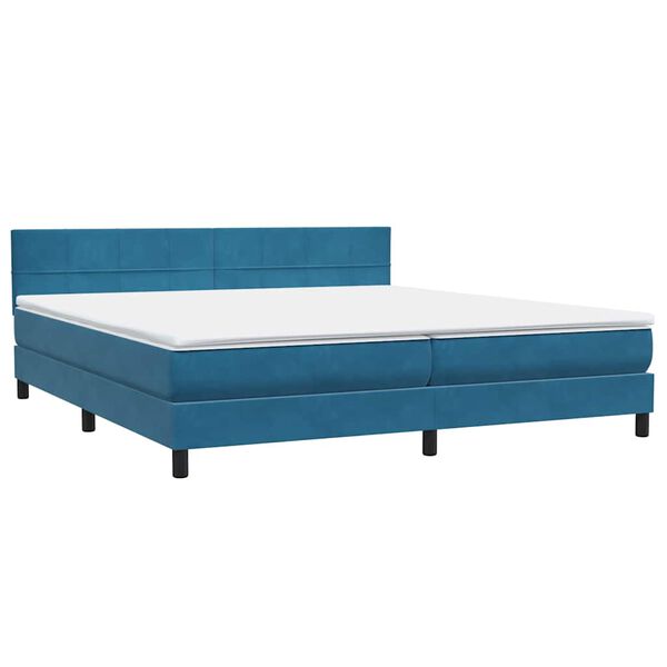 vidaXL Boxspring met matras fluweel donkerblauw 180x220 cm