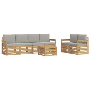 vidaXL Buiten bankenset 7 st Wit en Lichtgrijs Polyester