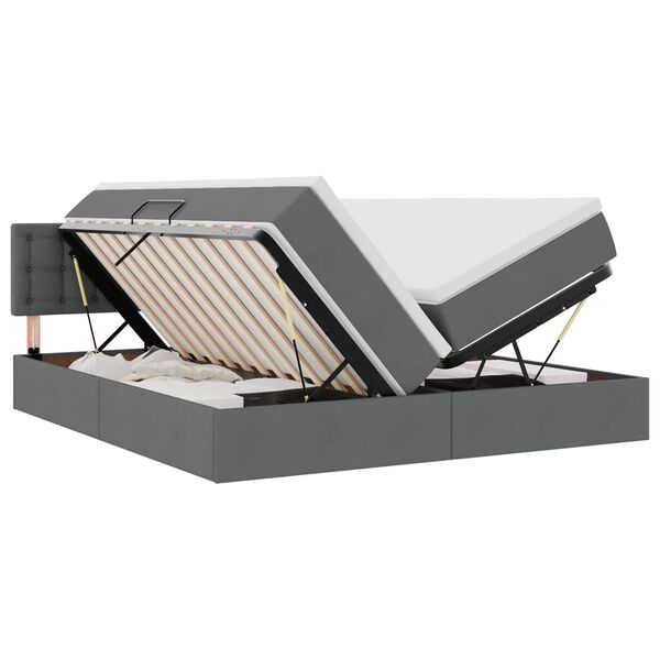 vidaXL Bed met LED-striplichten Donkergrijs 180 x 200 cm Stof