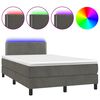 vidaXL Boxspring met matras en LED fluweel donkergrijs 120x200 cm
