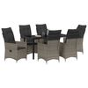 vidaXL Tuin eettafelset met kussen 7 pcs Grijs poly rattan