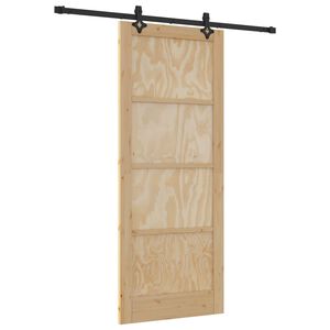vidaXL Schuifdeur Naturel en Zwart 86 x 211 cm Massief grenenhout