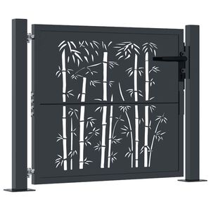 vidaXL Poort met bamboe-ontwerp 100x75 cm staal antracietkleurig