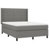 vidaXL Boxspring met matras en LED stof donkergrijs 140x190 cm