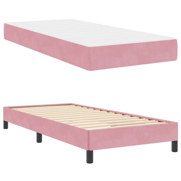 vidaXL Boxspringbed met matras Roze 100 x 220 cm Stof