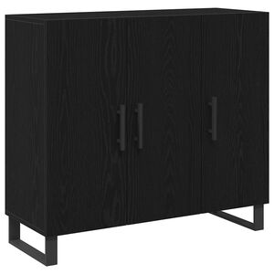 vidaXL Dressoir Zwart Eiken 90 x 34 x 80 cm Bewerkt hout