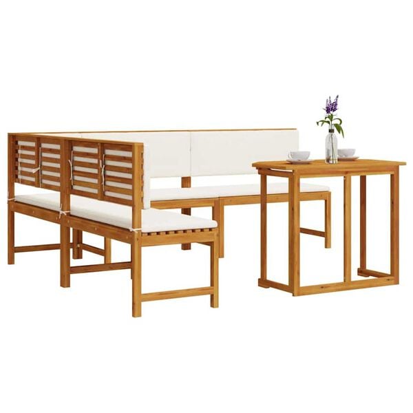 vidaXL Tuinbankset 4 pcs Bruin Massief Acaciahout