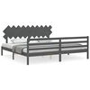 vidaXL Bedframe met hoofdbord massief hout grijs 200x200 cm