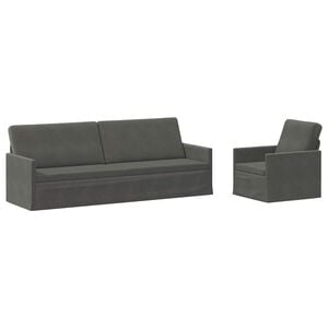 vidaXL Bankstel 2 pcs Donkergrijs Katoen Stof