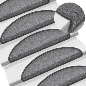 vidaXL Trapmatten 15 st 56x17x3 cm donkergrijs halfrond
