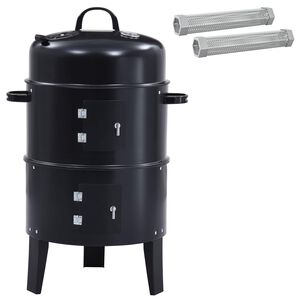 vidaXL Buiten Grill &Oslash; 40 x 80 cm Staal Zwart