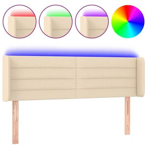 vidaXL Hoofdbord LED 147x16x78/88 cm stof cr&egrave;mekleurig