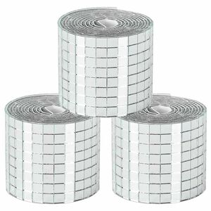vidaXL Spiegelmoza&iuml;ek Tegel Geometrisch 3 st Zilver 100 x 4 cm Glas