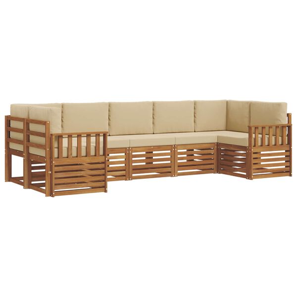 vidaXL Sofa-Sets 7 pcs Natuurlijk en Beige Massief Acaciahout