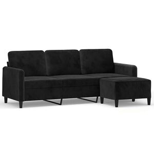 vidaXL Driezitsbank met voetenbank 180 cm fluweel zwart
