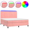 vidaXL Boxspring met matras en LED fluweel roze 180x200 cm