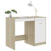 vidaXL Bureau 100x50x76 cm bewerkt hout wit en sonoma eikenkleurig