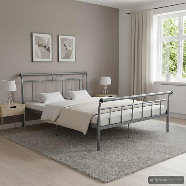 vidaXL Bedframe metaal grijs 140x200 cm